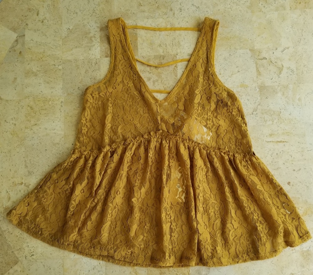 H.I.P. Mustard Lace Tank - Picture 2 of 6